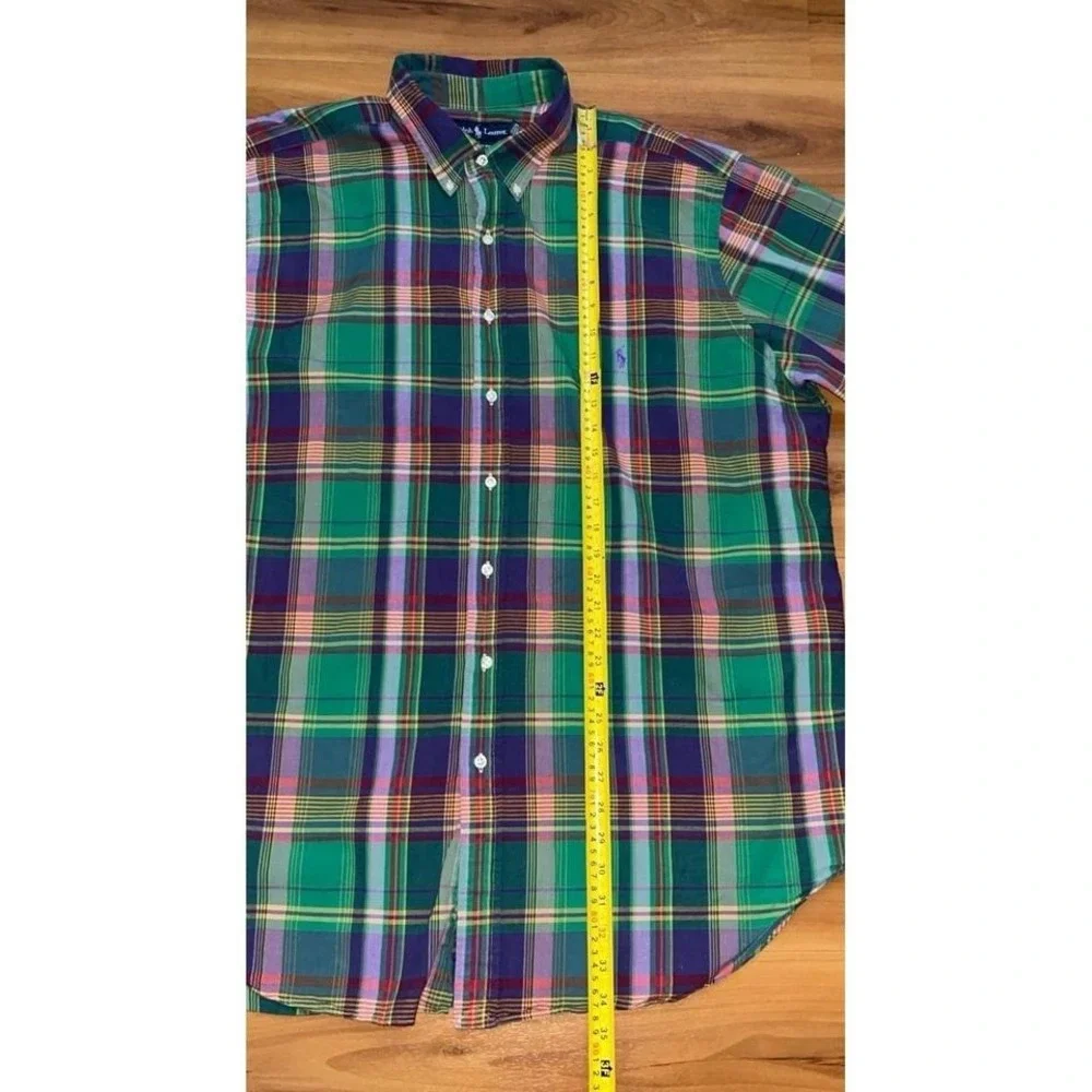 Mens Polo‎ Ralph Lauren Madras Plaid Colorful Button Up Shirt